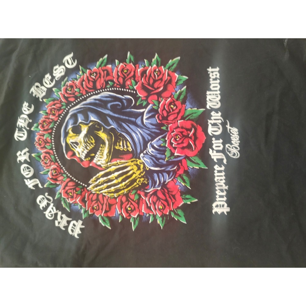 BOXSET Black Grim Reaper Rose Graphic‎ T Shirt Mens Large Cotton